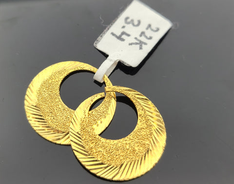22k Plain Gold Earring JGS-2207-06615 – Jewelegance